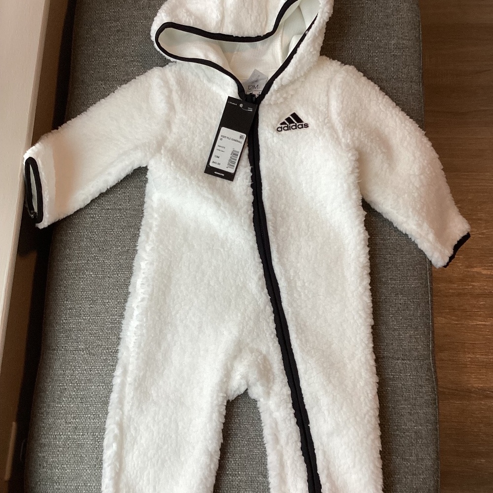 adidas Infants' Long Sleeve Cozy Sherpa Coverall, 12 m